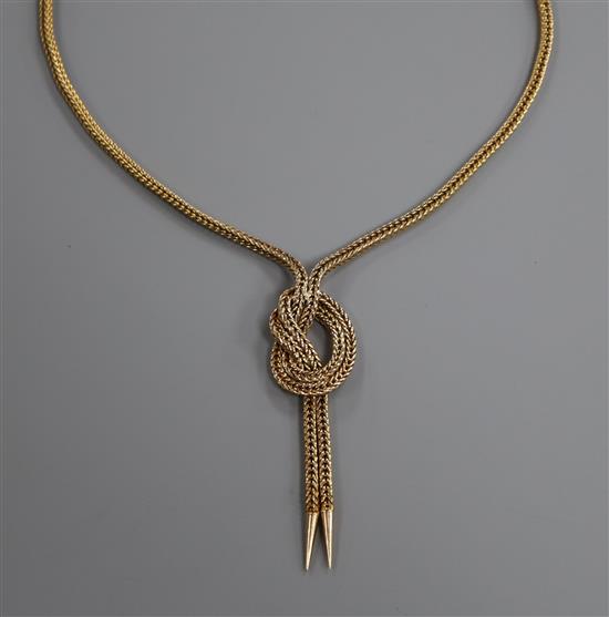 A 9ct yellow metal knot necklace, 51cm.